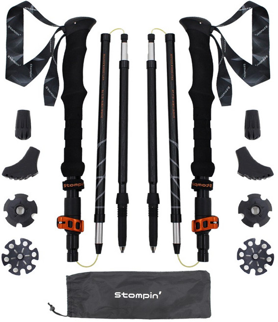 스톰핑 고급 듀랄루민7075 초경량 등산스틱 [가방증정], 덴디블랙 1쌍, 1개