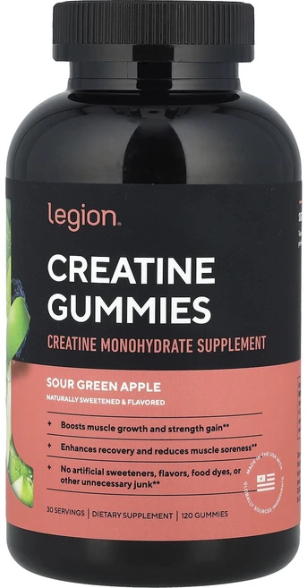 새해 건강을 선물하세요 Legion Athletics 크레아틴 구미젤리 사워 그린 애플 구미젤리 120개 특별관리진행, LegionAthletics크레아틴구미젤리사워그린애플구 - 쿠팡