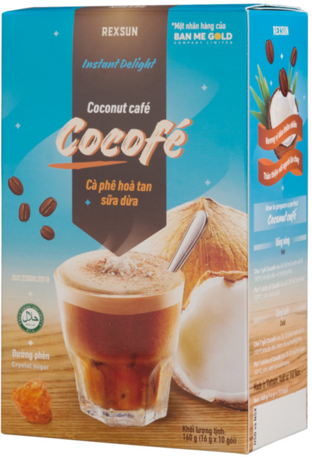 Rexsun Cocofe Coconut cafe 코코넛 밀크믹스커피, 14g, 1개, 10개입