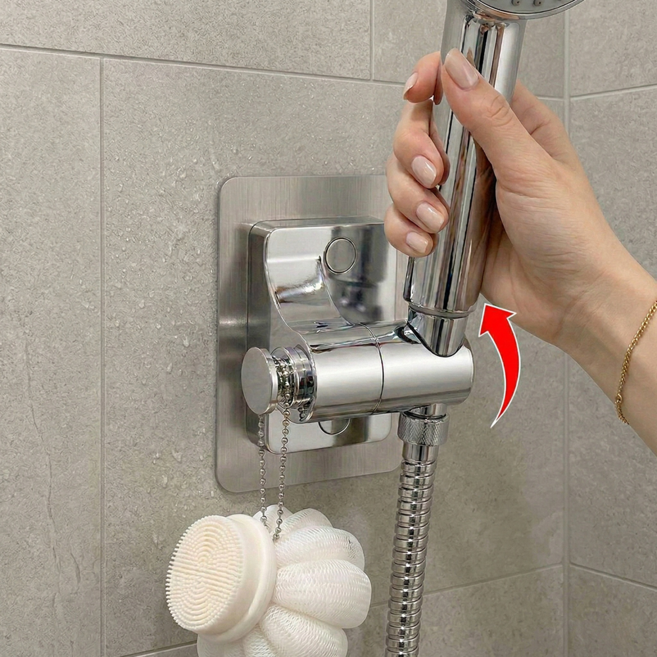 노브픽즈 4세대 무타공 샤워기 거치대 편리한 각도조절, 실버