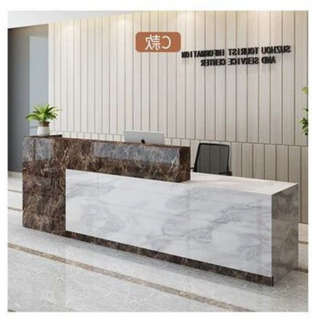 미용실카운터 테이블 안내데스크 미니카운터 옷가게 네일샵, 커피 컬러 스톤 패턴+재즈 화이트 B