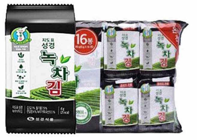 성경식품 지도표 녹차 식탁김, 4g, 64개