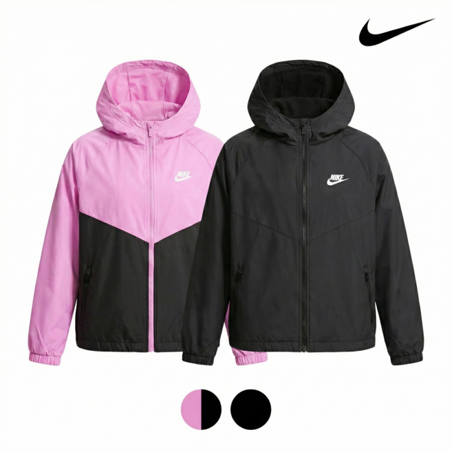 백화점 정품 나이키 스포츠웨어 윈드러너 주니어 후드 리펠 재킷 가볍고 발수 뛰어나 아이들 노는 동안 쾌적하게 입을 수 있는 아이템