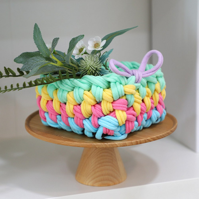 아트랄라 양말목공예 파스텔 바구니 만들기 미니 다용도 보관함 손뜨개, 02_사각