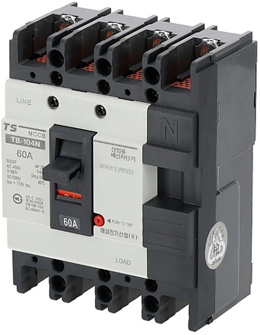 태성 산업용 분전반용 배선차단기 TB-104N 100AF 14KA 60A 3상4선식, 1개