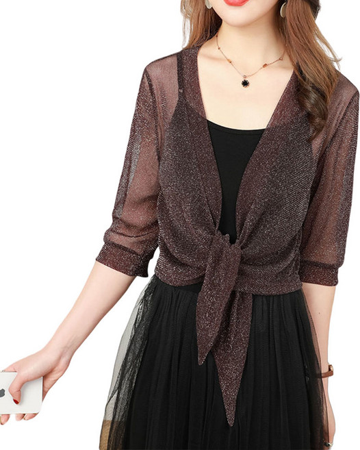 ROYALBELLE 빅사이즈 여성 여름 망사 가디건 자외선 차단 레이스 코트 V21806