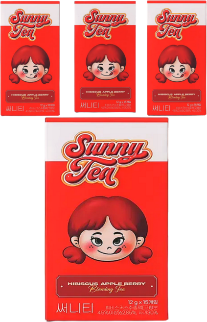 오늘의티 써니티 프리미엄 히비스커스애플 블렌딩 차스틱, 12g, 4박스, 15개입