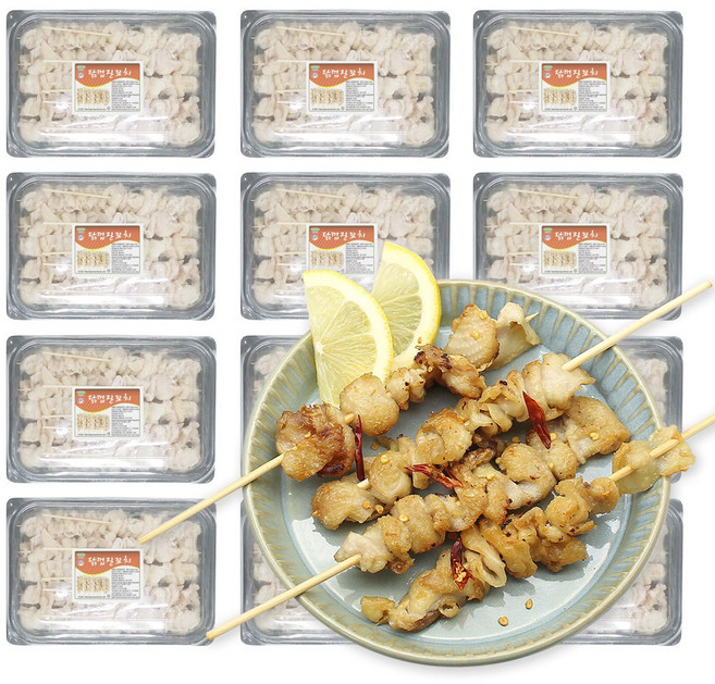 가나안식품 업소용 닭껍질꼬치 20팩 냉동 닭꼬치 숯불 캠핑 파닭 데리야끼, 600g