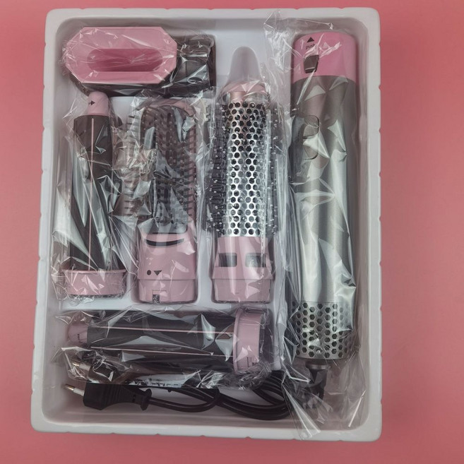 五合一熱風梳 自動捲髮器, 粉色, 美規110V