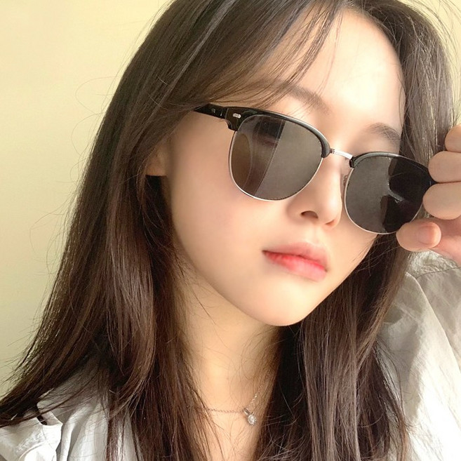 오버사이즈 원형 데일리 하금테 반뿔테 자외선차단 패션 선글라스