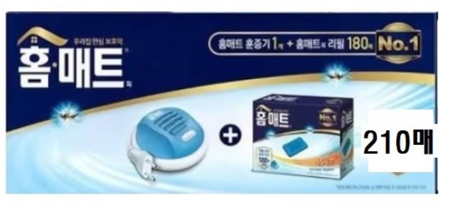 홈매트 훈증기 1p + 교체용 리필 180매 + 30매 추가증정 모기약 세트, 1세트