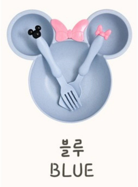 홍데이 어린이 식판 세트, 1개, 식기세트, 블루