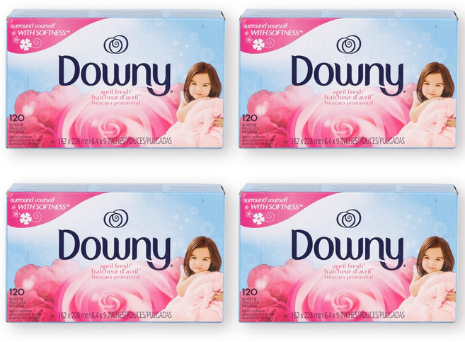 다우니 건조기 드라이 시트 에이프릴 프레쉬 본품 120매, 120개입, 4개