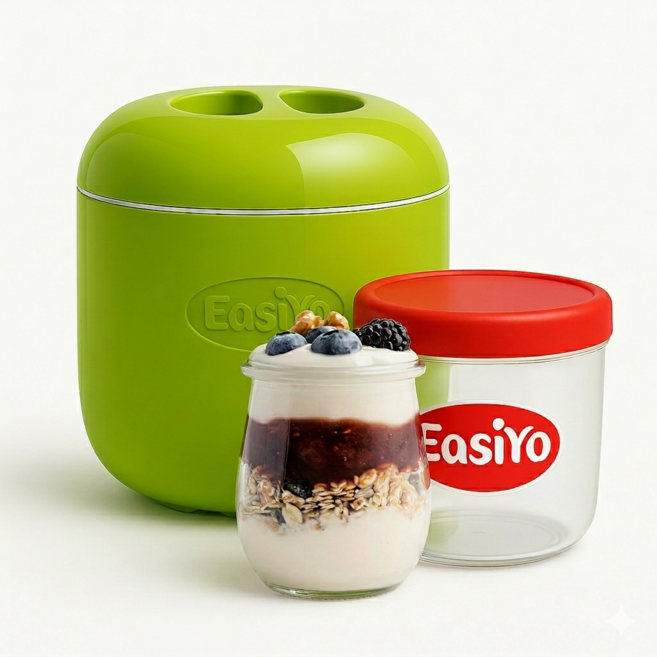 이지요 EasiYo 보관 편한 미니 사이즈 500g 요거트 메이커 그릭 요구르트 제조기, 그린(녹색)-500g
