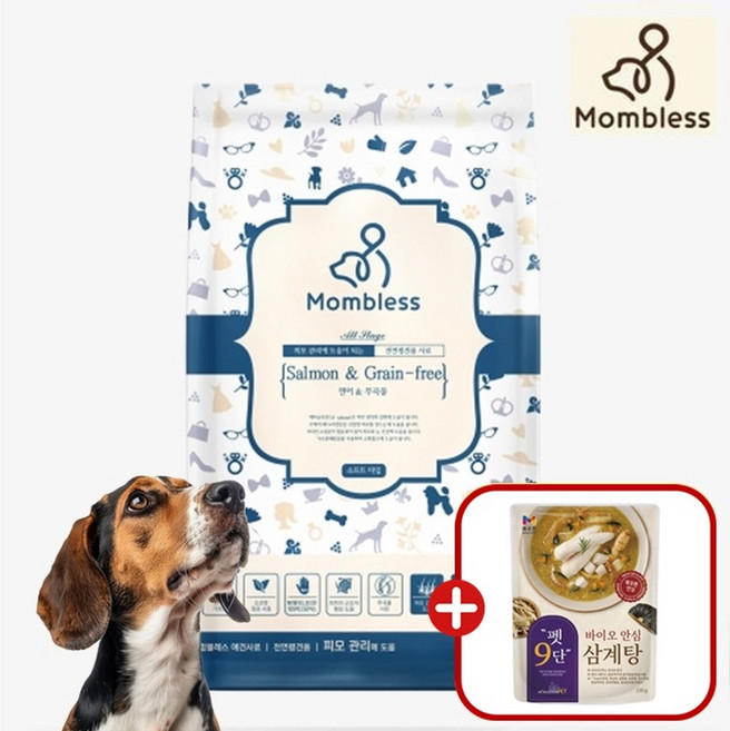 [+삼계탕] 맘블레스 그레인프리 반습식 사료 연어+피부, 1개, 2.4kg, 연어
