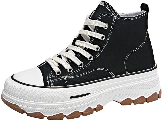 BLACK k7화이트슈즈 여성 키높이 하이탑 워킹화 캔버스