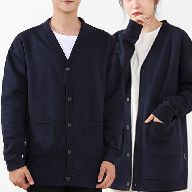 턴키 남여공용 빅사이즈 오버핏 박스 면 기모 가디건 AE-075