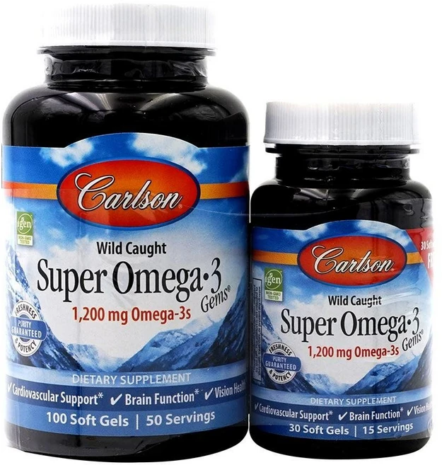칼슨 야생 포획 피쉬오일 수퍼 오메가3 젬 지방산 1200mg EPA DHA 포함 소프트겔 130개 (100+30), 1개, 130정 - 쿠팡