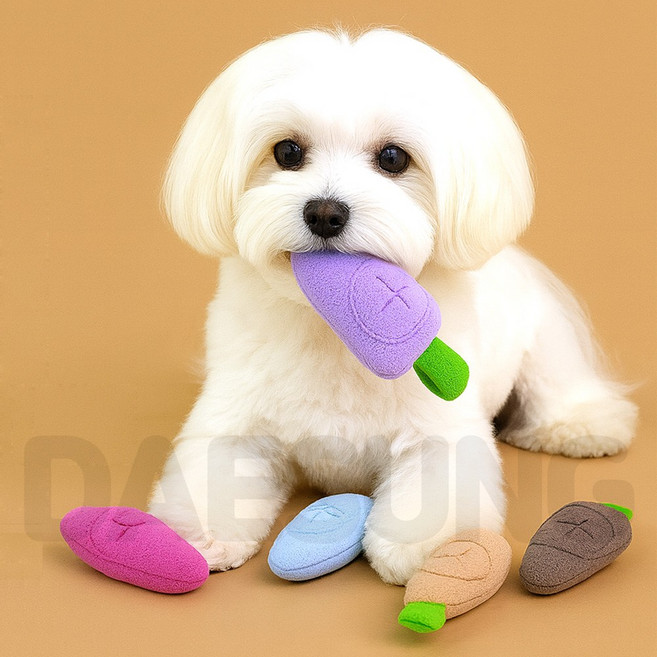 듀오독 강아지 장난감 노즈워크 삑삑이 부드러운 당근인형, 1개, 바이올렛