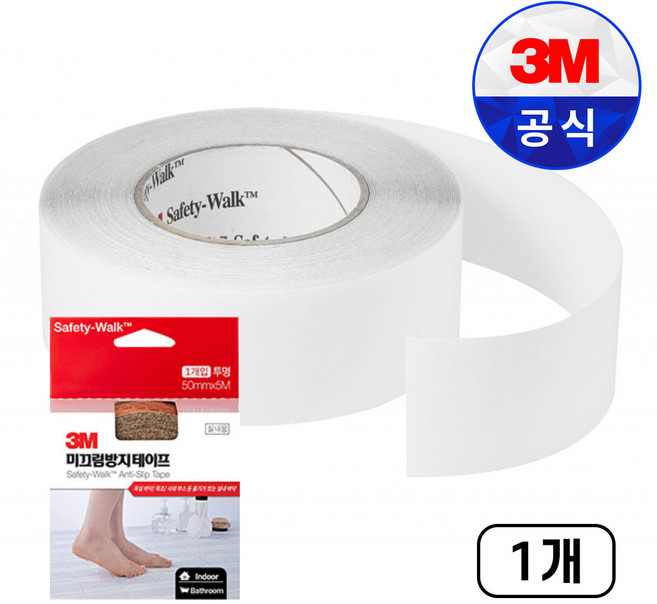3M 실내용 테이프 220 투명 50mmX5M 미끄럼방지 바닥 욕실 논슬립, 1개