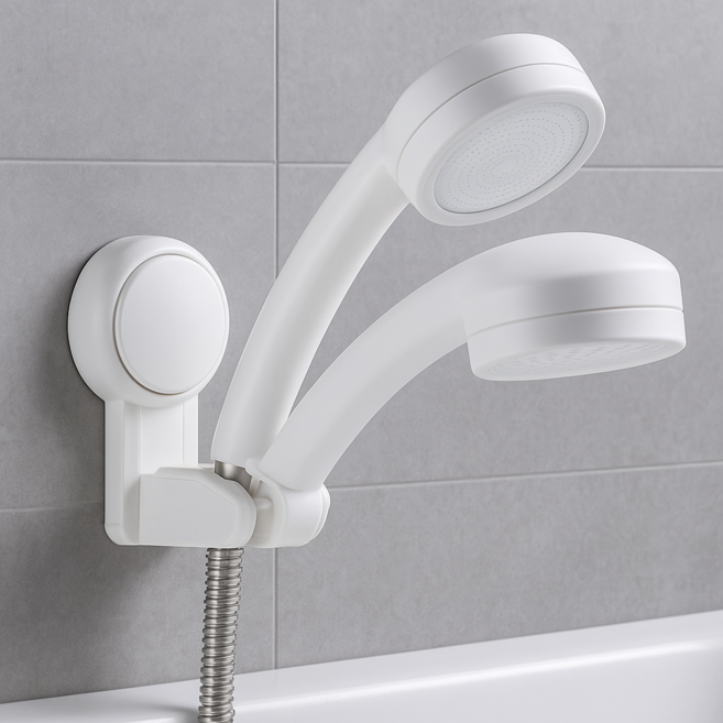 하스몰 자유자재 이동 흡착 각도조절 샤워기 거치대, 1개, 화이트