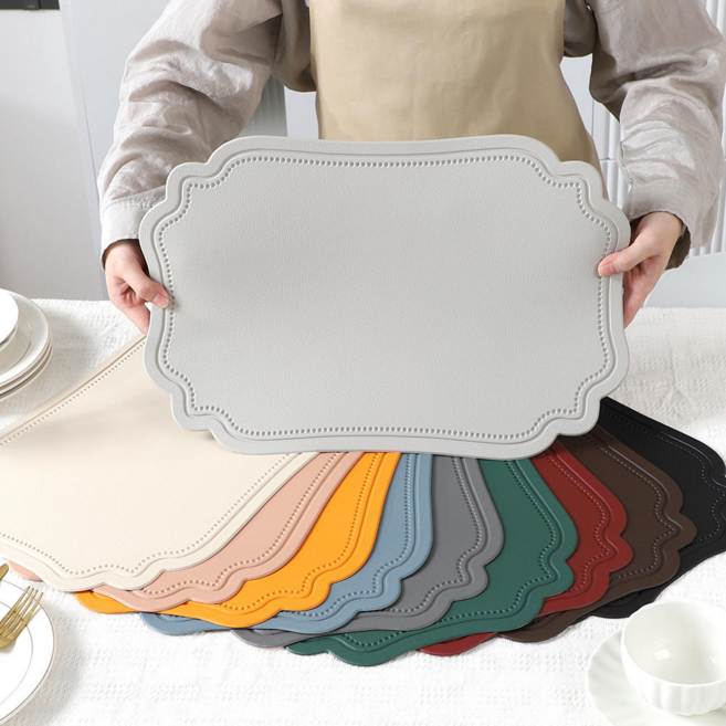 에이플랜 프리미엄 방수 가죽 식탁매트 4개입 닦기 쉬운 테이블매트, 스모크 그레이, 1세트, 350*400*2mm, 4P