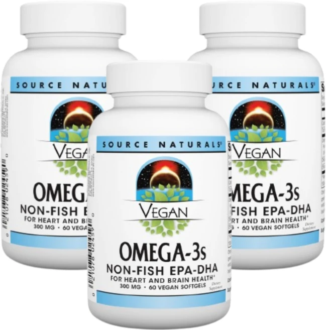 [Source Naturals] 비건 오메가 3s 논 피쉬 EPA-DHA 300 mg 30 베지소프트젤 3 SET, 3개 - 쿠팡