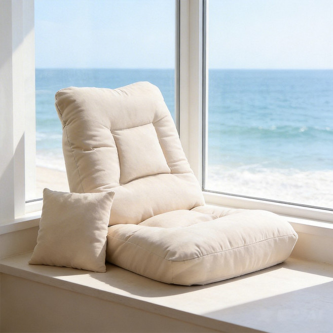 Takata 좌식 간이 소파 5단 조절 접이식 등받이 의자 바닥 의자 등받이 쿠션 SWL1, 1개, 미백색