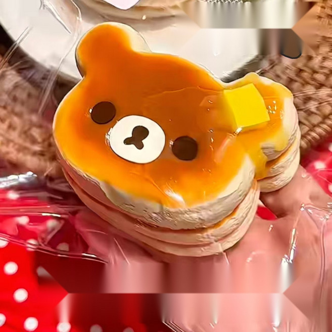 쫀득하고 말랑한 3겹 리락쿠마 팬케이크 말랑이 슬라임 180g, 브라운, 1개