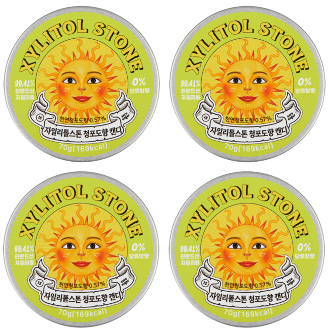 자일리톨스톤 캔디 청포도, 70g, 4개