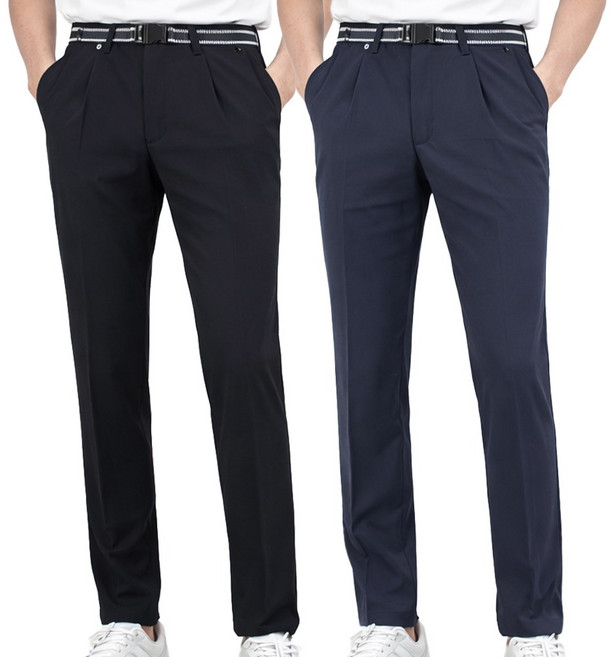 더빅보스 2장 세트 봄가을 남성 원턱 기능성 무지바지 작업복 등산바지 빅사이즈