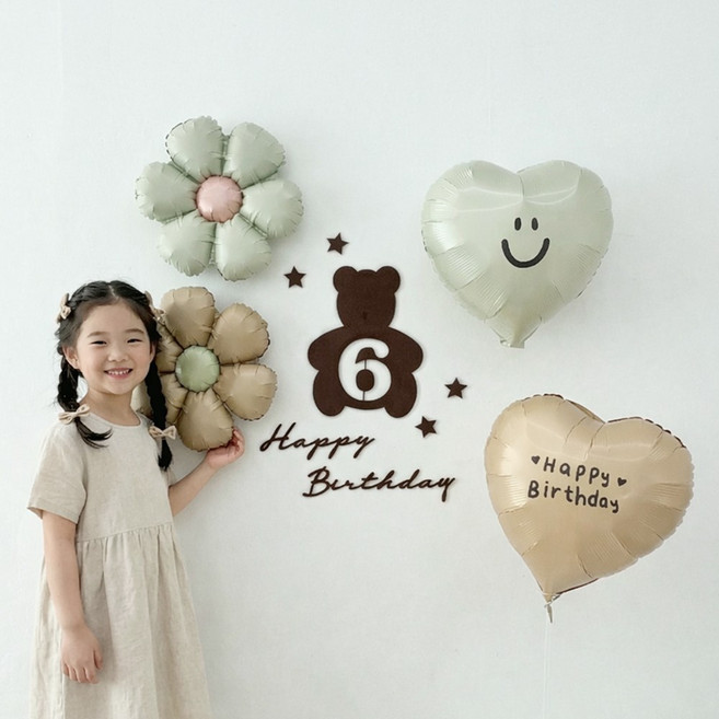 까사루미 곰돌이 숫자가랜드 풍선 생일파티용품 세트, 1세트, 곰돌이가랜드 6