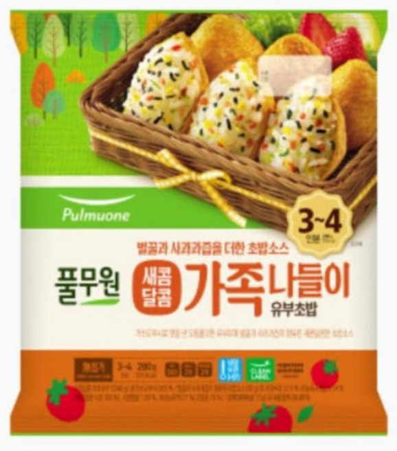 풀무원 새콤달콤 가족나들이 유부초밥 280g(3~4인), 5개, 280g