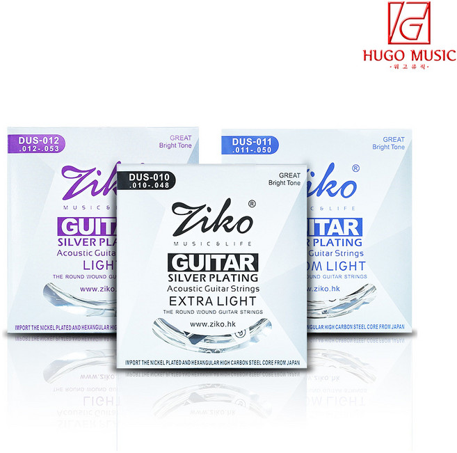 위고뮤직 ZIKO 통기타줄 DUS 010-048 011-050 012-053 실버 기타줄 어쿠스틱 스트링, 1개