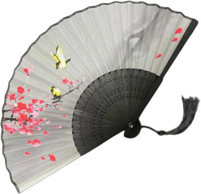 고려죽선 수공예 전통 실크 부채 접부채, 10개, 화조