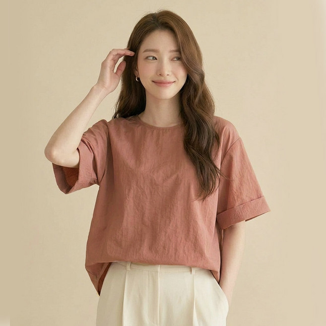 드마엘 여성 니에베 소매 롤업 반팔 셔츠 + 델로나