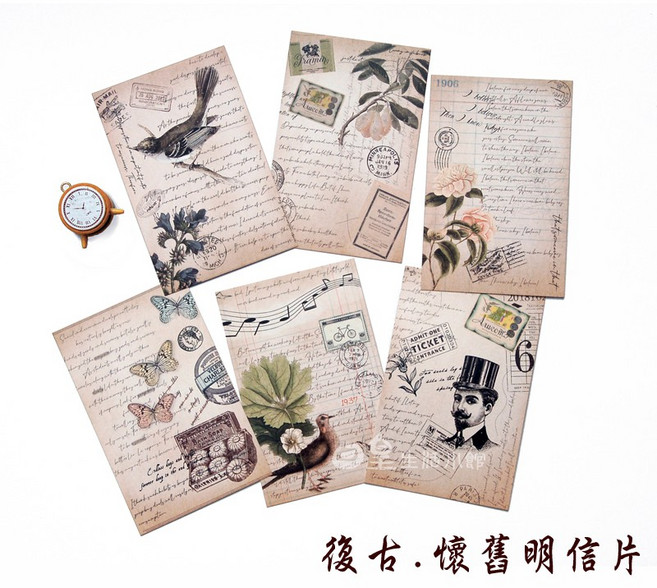 日皇 復古英文卡片明信片 拍照道具 背景裝飾 賀卡, 1個, 1張(隨機出貨)
