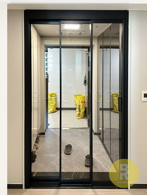 56번 초슬림3연동중문 블랙 브론즈강화유리 // 현관중문 시공비포함 소음차단 반려견안전 맞춤제작 아파트빌라중문, 1개