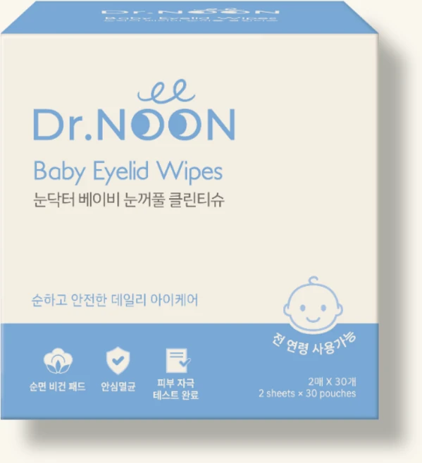 눈닥터 베이비 눈꺼풀 클린티슈 눈 전용 세정티슈 3.3g 30파우치, 1개, 60매입 - 쿠팡
