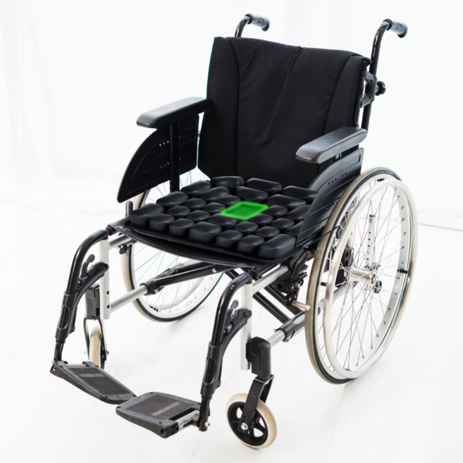 휠체어 욕창 꼬리뼈 보호 휴대용 접이식 에어펌프 불필요 에어방석, 1개, 검정