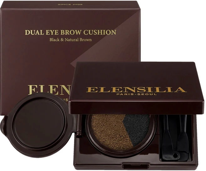 엘렌실라 듀얼 아이브로우 쿠션(블랙&내추럴브라운), 1개, 블랙브라운 - 쿠팡