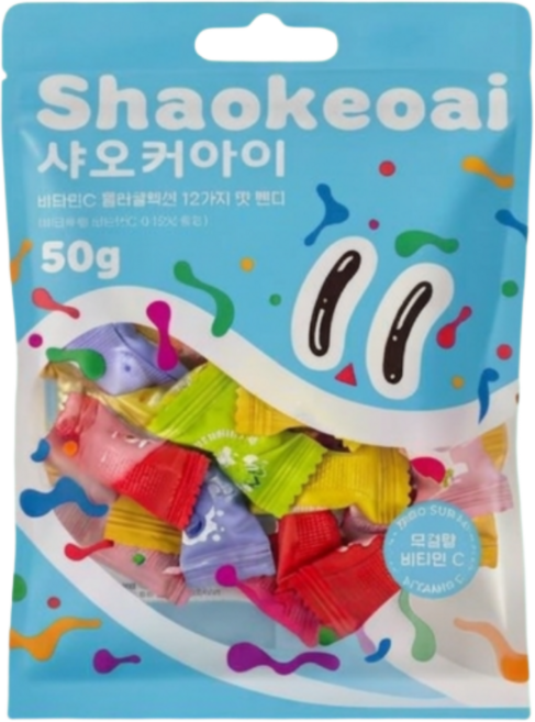 샤오커아이 민트향 무설탕 비타민C 믹스 과일사탕, 50g, 1개
