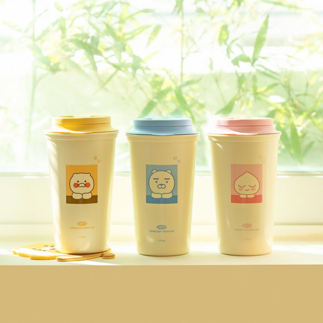 [찬지림몰] 카카오프렌즈 베이직 PP텀블러 라이언 어피치 춘식이, 1개