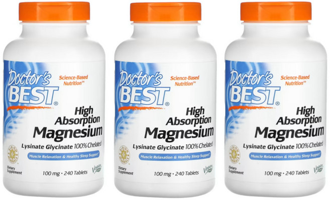 Doctor's Best 닥터스 베스트 고흡수 마그네슘 100mg 240정 3병, 3개