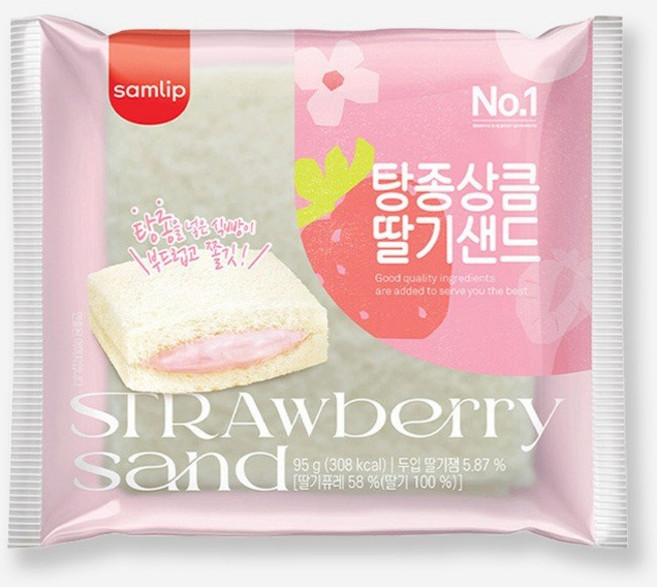 삼립 간식 빵 탕종상큼 딸기샌드, 95g, 12개