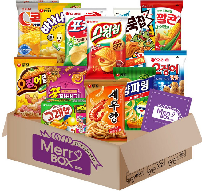스낵세트 12종세트 4호(새우깡+꿀꽈배기+오징어집+바나나킥+양파링+치토스+스윙칩+포카칩+오징어땅콩+나쵸오리지날+콘칩+꼬깔콘고소한)+메세지카드, 1박스, 1개