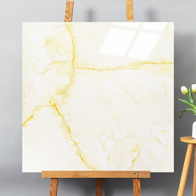 Fowod 800X800mm 광택 접착식 바닥 PVC붙이는 데코타일 접착식 정사각 장판 셀프시공 대리석 모방 바닥 스티커, 24개, LMDBE04