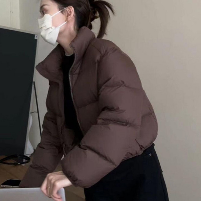 AOKADA 여성 오버핏 오리털 경량 덕 다운 숏 패딩 점퍼