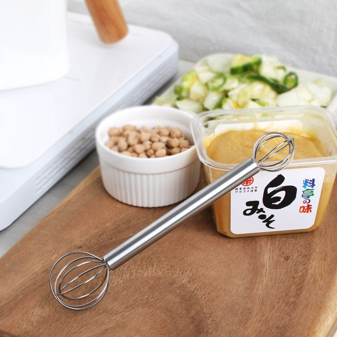스텐 된장 머들러 베이킹 계란 거품기 된장 스푼 휘핑스틱, 1개, 실버