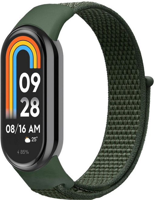 온리쿠 샤오미 미밴드10 9 8 패브릭 벨크로 스트랩 호환 스포츠 루프 밴드 시계줄, 카키